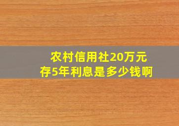 农村信用社20万元存5年利息是多少钱啊