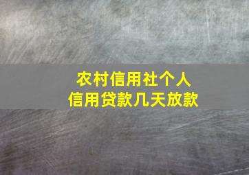 农村信用社个人信用贷款几天放款