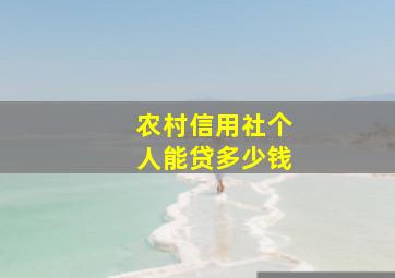 农村信用社个人能贷多少钱