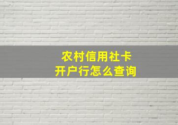 农村信用社卡开户行怎么查询