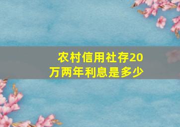 农村信用社存20万两年利息是多少