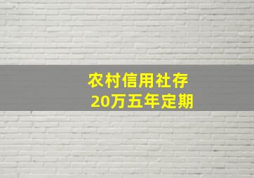 农村信用社存20万五年定期