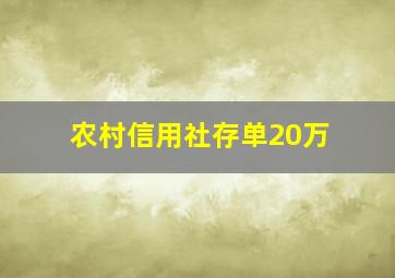 农村信用社存单20万