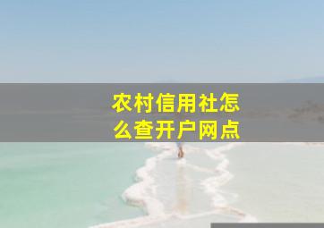 农村信用社怎么查开户网点