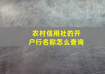 农村信用社的开户行名称怎么查询