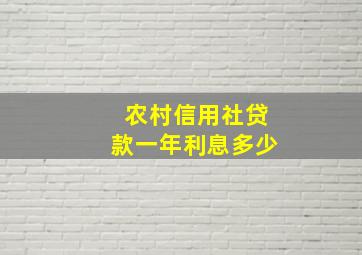 农村信用社贷款一年利息多少