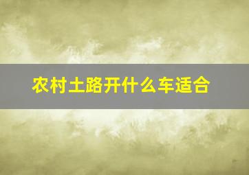 农村土路开什么车适合