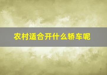 农村适合开什么轿车呢