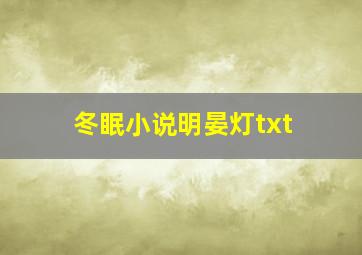 冬眠小说明晏灯txt