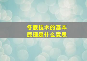 冬眠技术的基本原理是什么意思