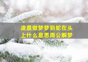 凌晨做梦梦到蛇在头上什么意思周公解梦