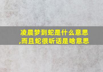 凌晨梦到蛇是什么意思,而且蛇很听话是啥意思