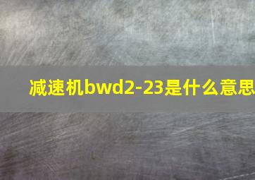 减速机bwd2-23是什么意思