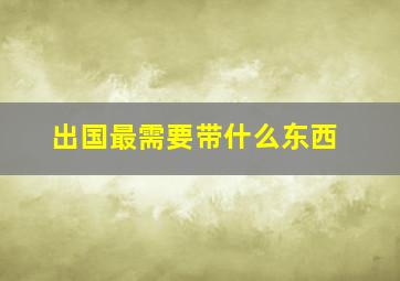 出国最需要带什么东西