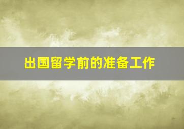 出国留学前的准备工作