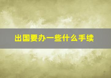 出国要办一些什么手续