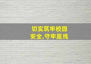 切实筑牢校园安全,守牢底线