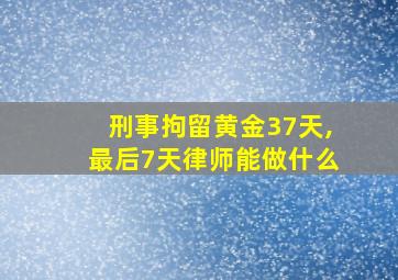 刑事拘留黄金37天,最后7天律师能做什么