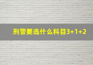 刑警要选什么科目3+1+2