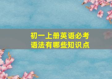 初一上册英语必考语法有哪些知识点