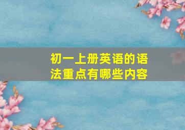 初一上册英语的语法重点有哪些内容