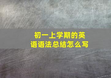 初一上学期的英语语法总结怎么写