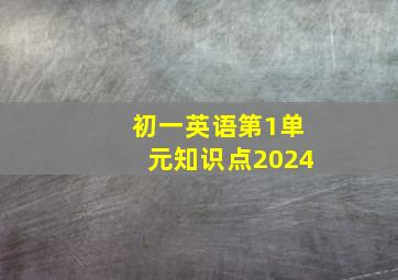 初一英语第1单元知识点2024