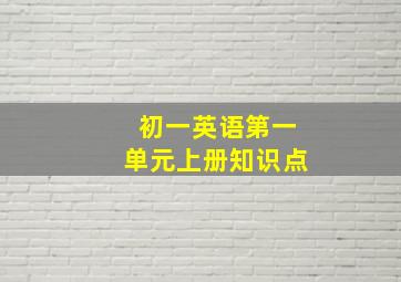 初一英语第一单元上册知识点