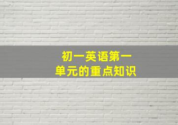 初一英语第一单元的重点知识