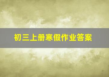 初三上册寒假作业答案