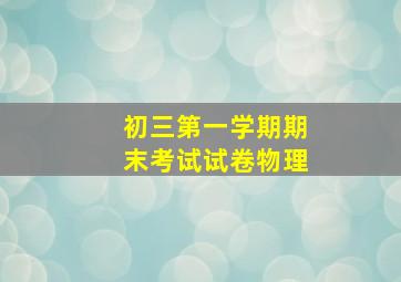 初三第一学期期末考试试卷物理