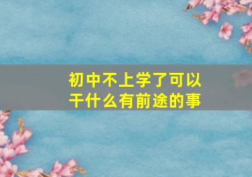 初中不上学了可以干什么有前途的事