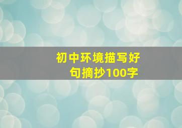 初中环境描写好句摘抄100字