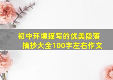 初中环境描写的优美段落摘抄大全100字左右作文