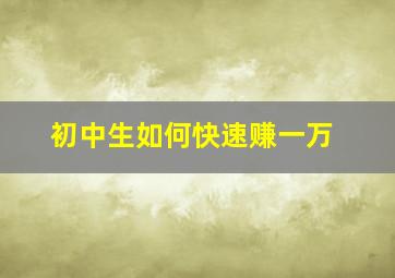 初中生如何快速赚一万