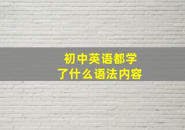 初中英语都学了什么语法内容