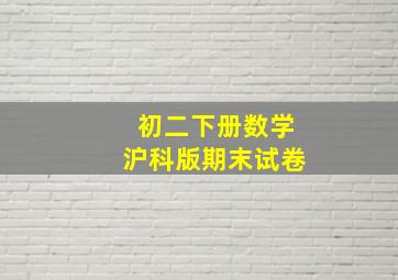 初二下册数学沪科版期末试卷