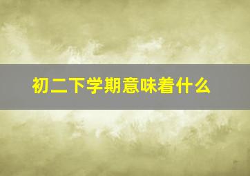 初二下学期意味着什么