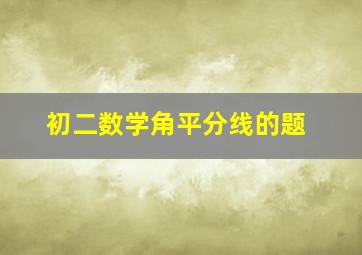 初二数学角平分线的题