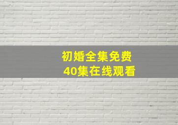 初婚全集免费40集在线观看