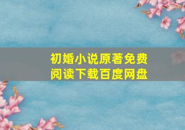 初婚小说原著免费阅读下载百度网盘