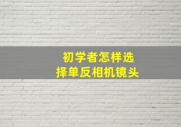 初学者怎样选择单反相机镜头