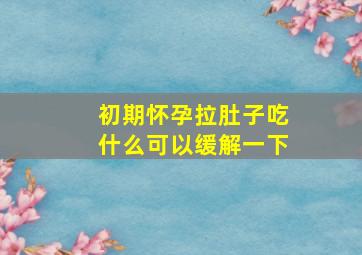 初期怀孕拉肚子吃什么可以缓解一下