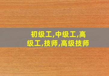 初级工,中级工,高级工,技师,高级技师