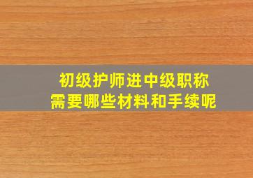 初级护师进中级职称需要哪些材料和手续呢