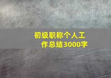 初级职称个人工作总结3000字