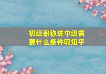 初级职称进中级需要什么条件呢知乎