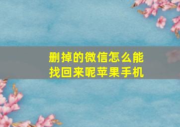 删掉的微信怎么能找回来呢苹果手机