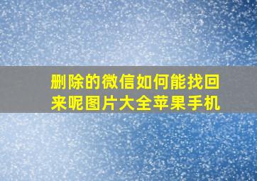 删除的微信如何能找回来呢图片大全苹果手机