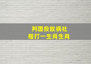 判国投敌祸社程打一生肖生肖